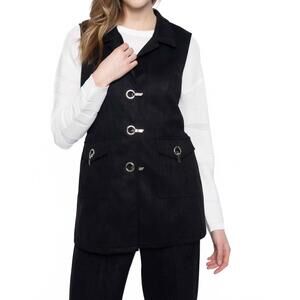 NEW PICADILLY belted vest with pockets in black